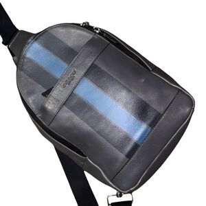 Coach Men's Gray and Blue Crossbody Bag